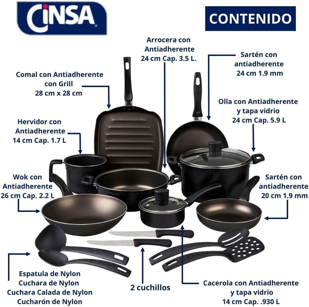 BATERIA ALUMINIO CINSA SABOR 16 PIEZAS