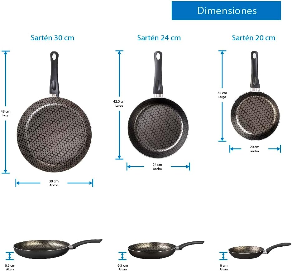 JUEGO DE SARTENES ALUMINIO CINSA MAGNIFÍCA 3 PIEZAS