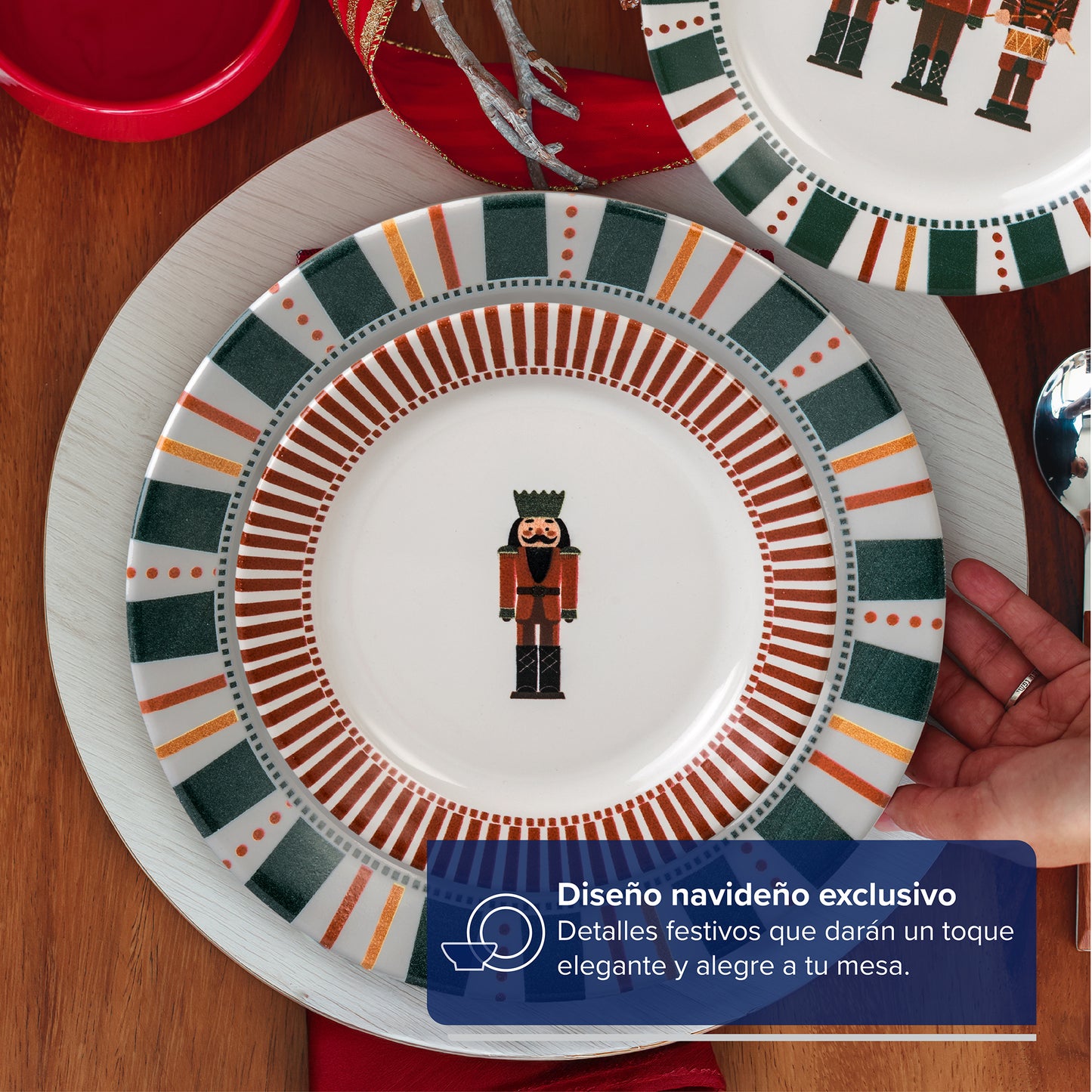 VAJILLA SANTA ANITA NUTCRACKER DE PORCELANA 12 PZS EDICION NAVIDAD