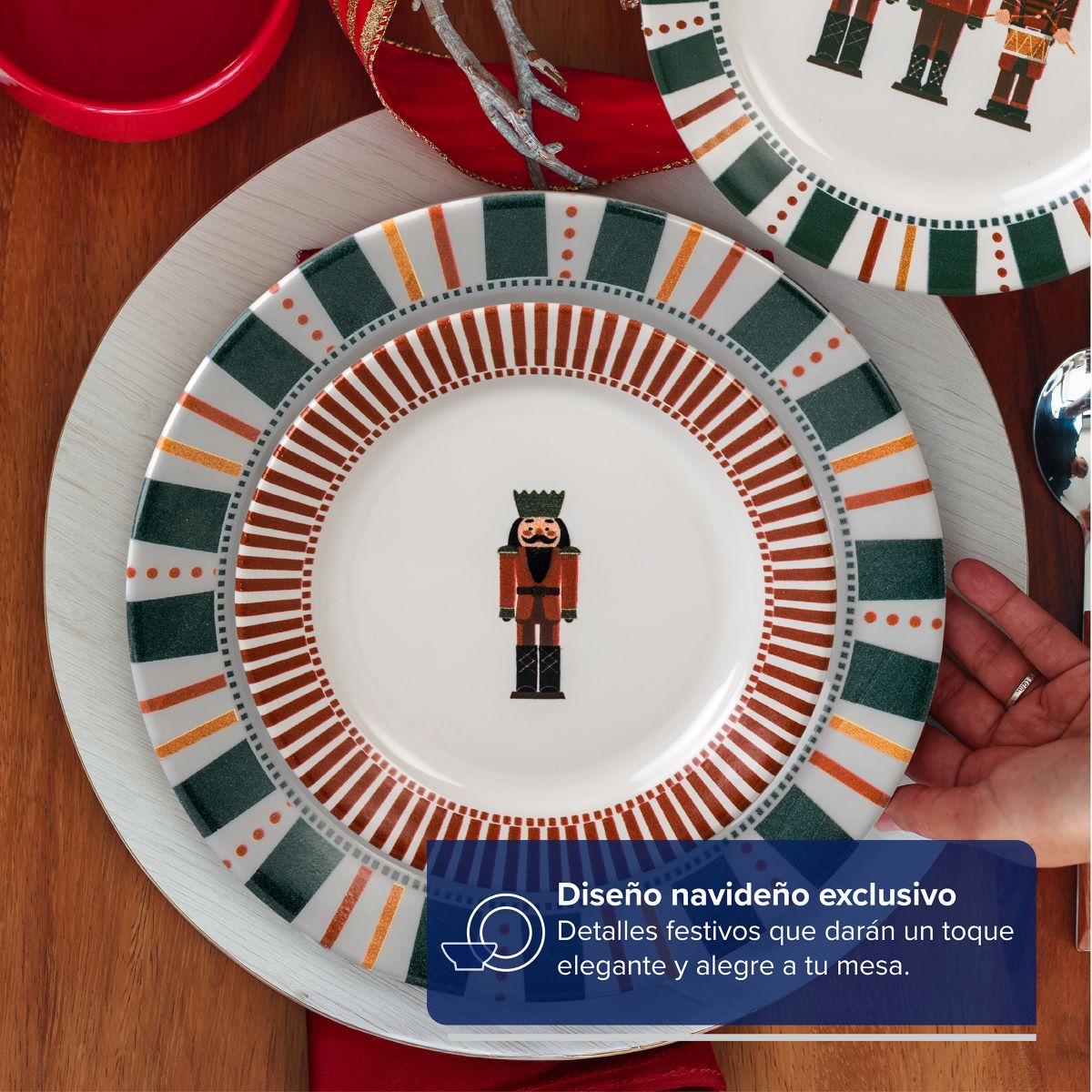 VAJILLA SANTA ANITA NUTCRACKER DE PORCELANA 12 PZS EDICION NAVIDAD