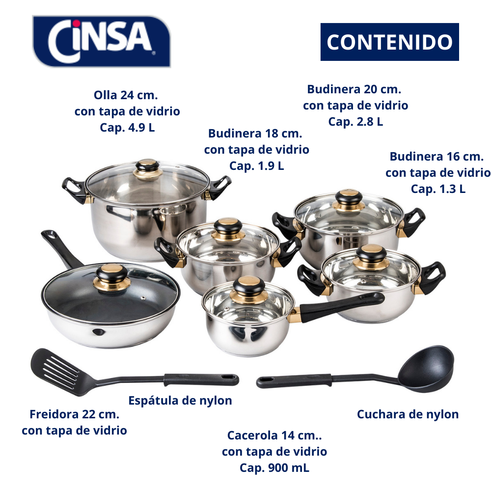 BATERIA ACERO INOXIDABLE VIENA 12 PIEZAS