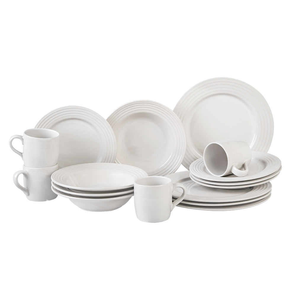 VAJILLA PORCELANA SANTA ANITA CIRCLES 16 PIEZAS