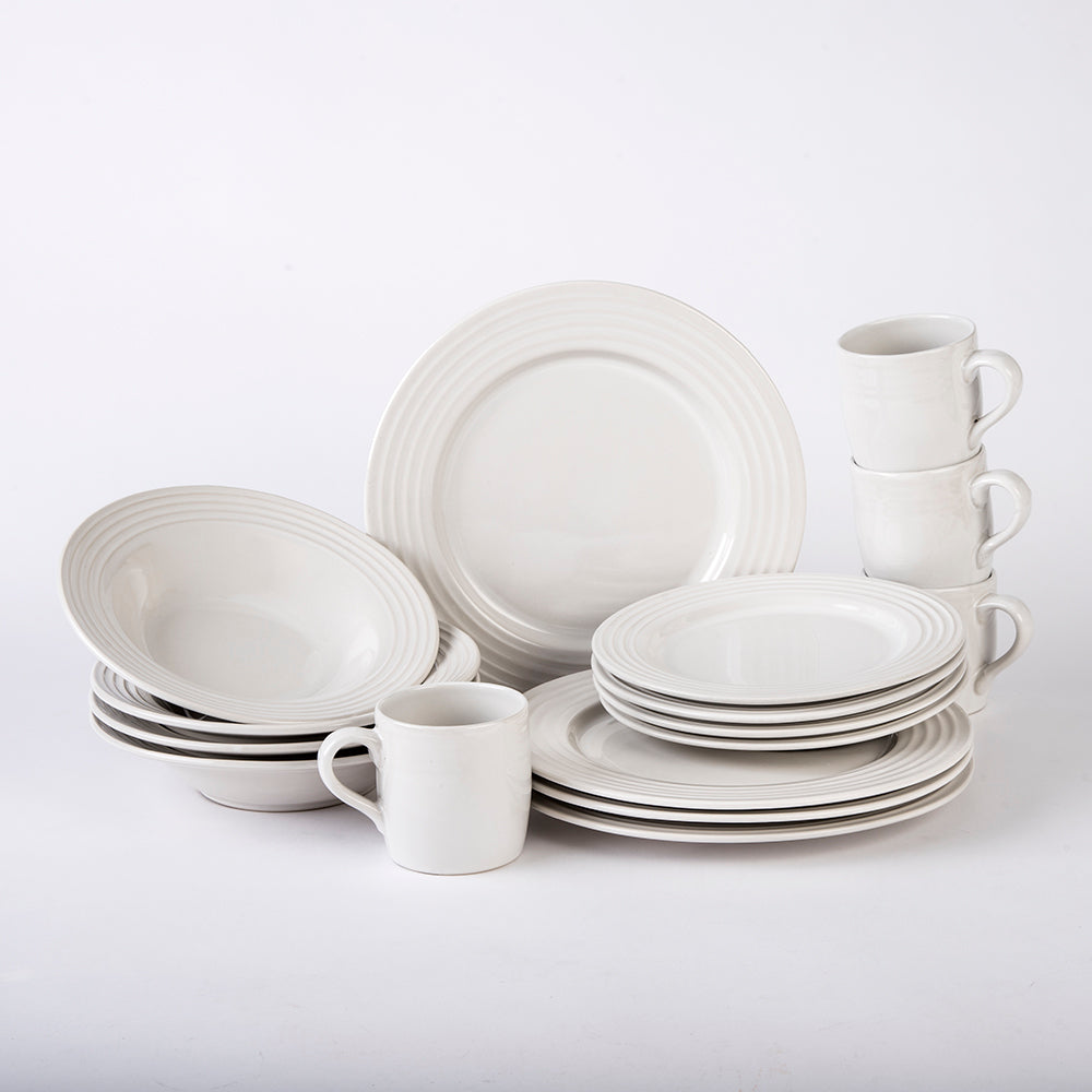 VAJILLA PORCELANA SANTA ANITA CIRCLES 16 PIEZAS