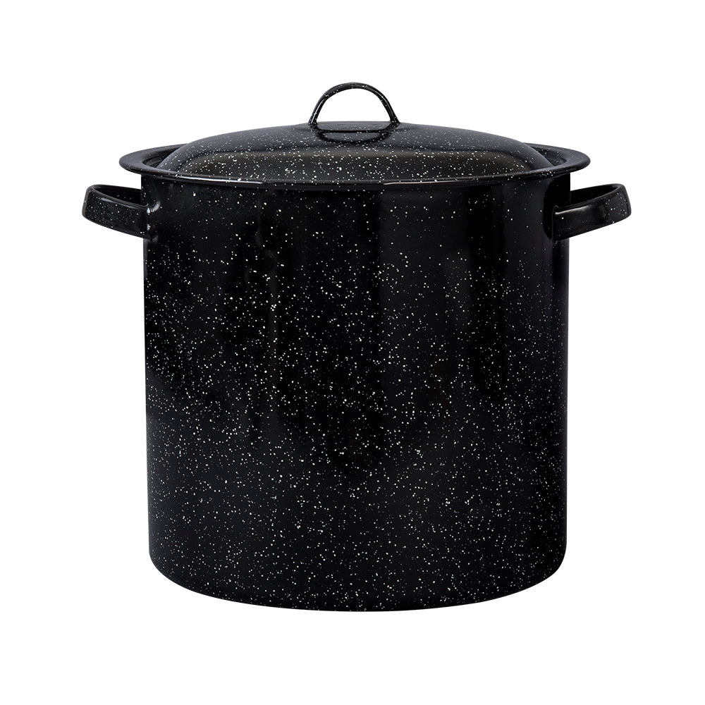 JUEGO DE OLLAS RECTAS ALTAS 22 Y 27 CON TAPA NEGRO BRILLANTE JASPEADO CINSA