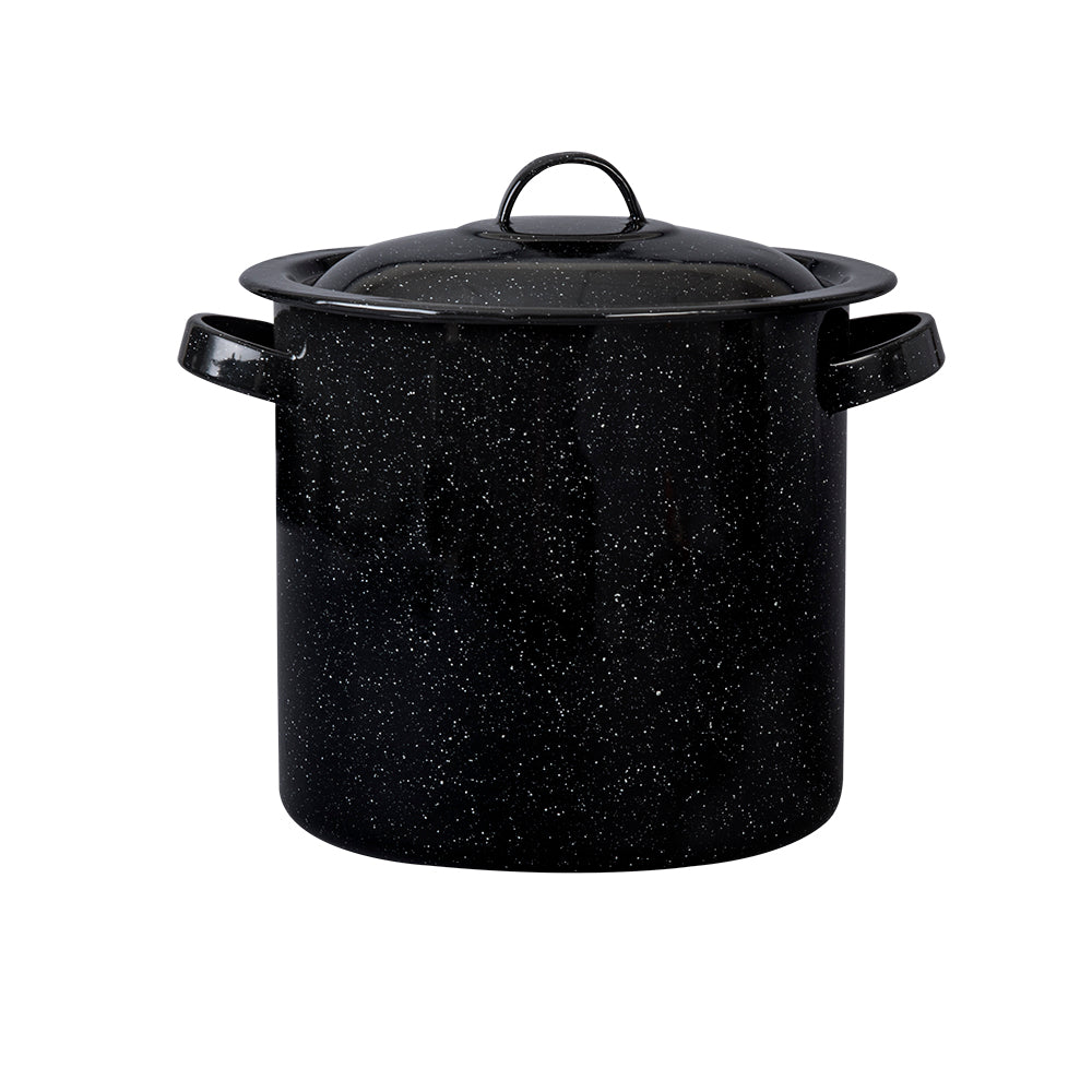 JUEGO DE OLLAS RECTAS ALTAS 22 Y 27 CON TAPA NEGRO BRILLANTE JASPEADO CINSA
