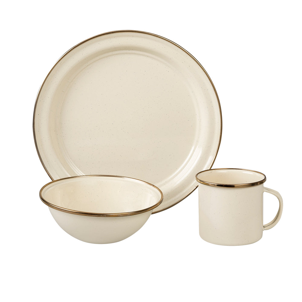 VAJILLA 18 PIEZAS CREMA JASP CON ANILLO COFFEE CINSA