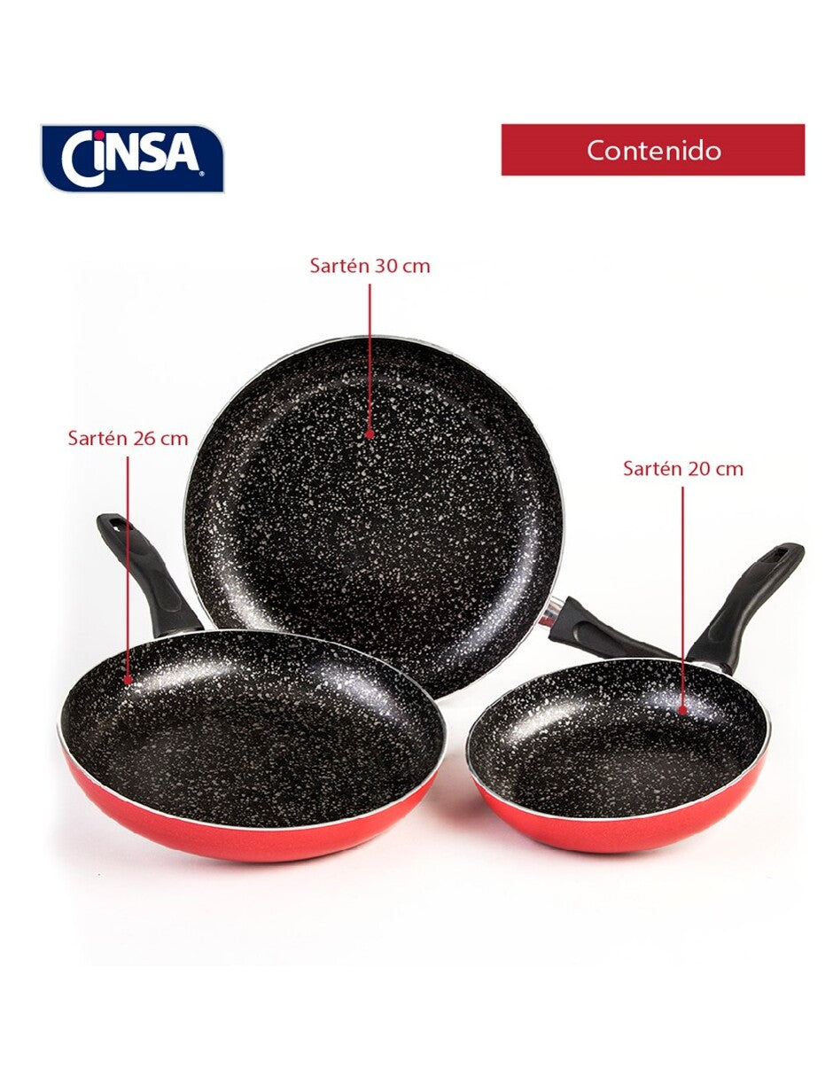 JUEGO DE SARTENES ALUMINIO CINSA EXPERTA 3 PIEZAS