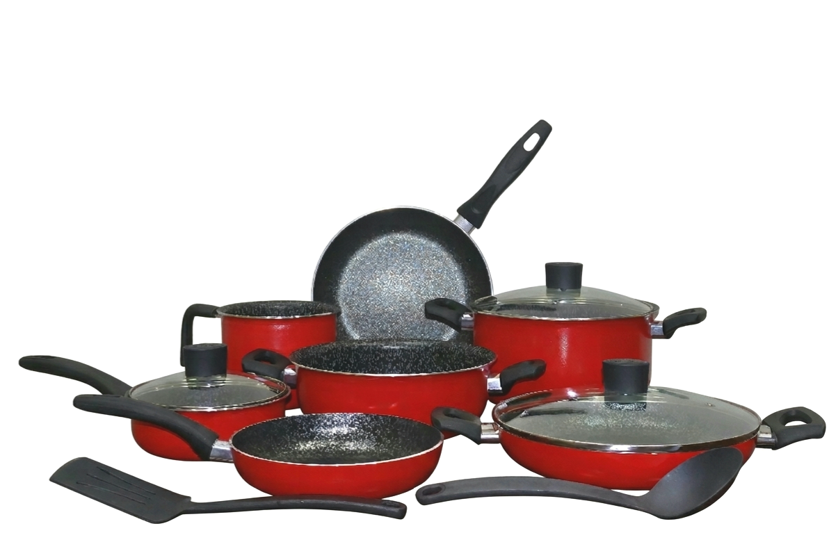 BATERIA ALUMINIO CINSA EXPERTA TOBAGO 12 PZAS ROJO