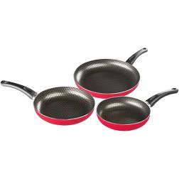 JUEGO DE 3 SARTENES ALUMINIO CINSA HABANA CHICO MEDIANO Y FAMILIAR ROJO