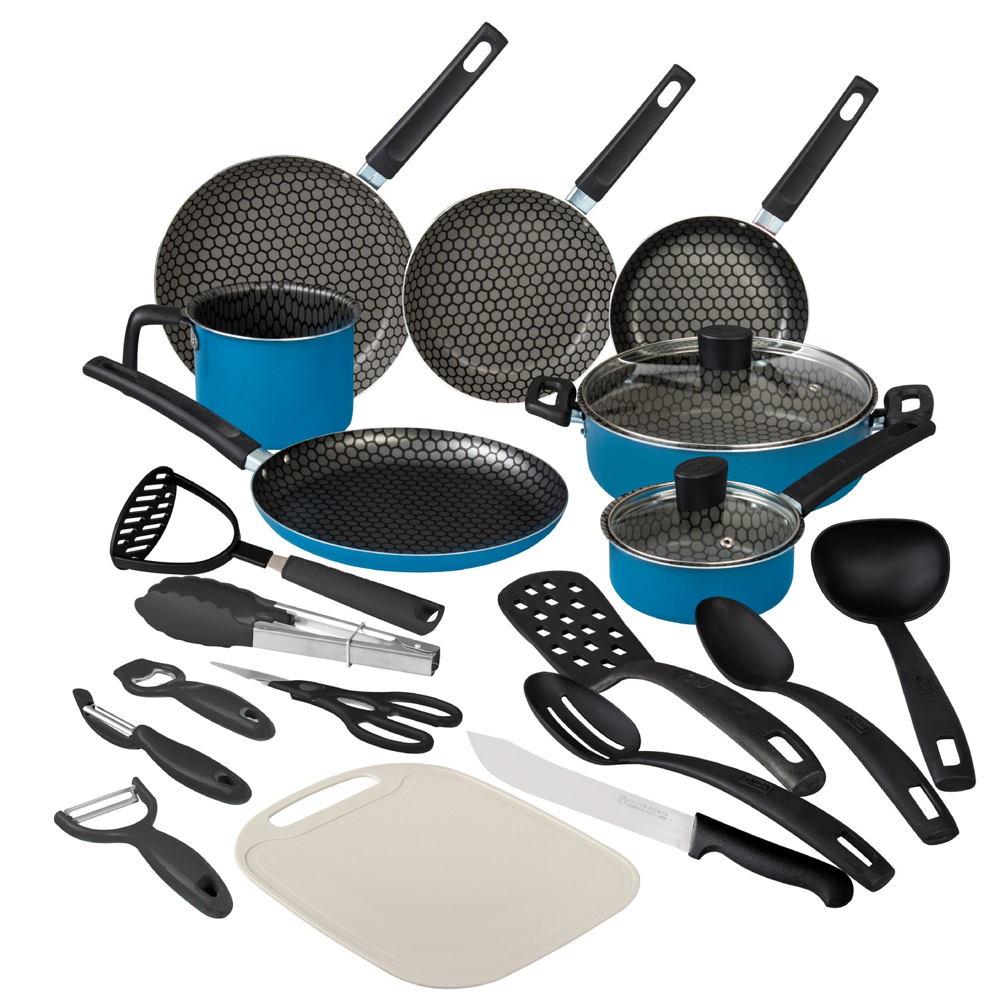 BATERIA ALUMINIO CINSA ESENCIAL BERLIN 21 PIEZAS AZUL SERENITY