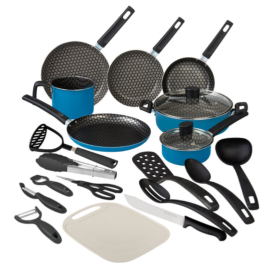 BATERIA ALUMINIO CINSA ESENCIAL BERLIN 21 PIEZAS AZUL SERENITY