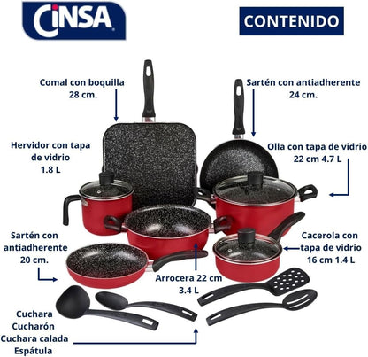 BATERIA ALUMINIO CINSA EXPERTA 14 PIEZAS