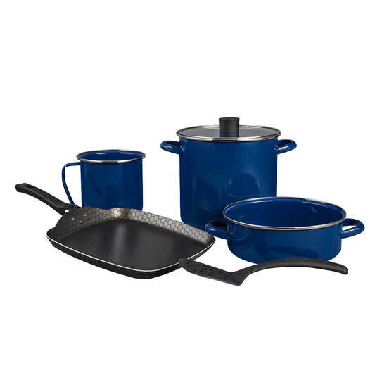 BATERIA PELTRE NOVACERO PRAKTICA AZUL CON COMAL 6 PIEZAS