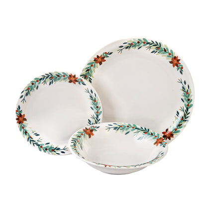 VAJILLA PORCELANA SANTA ANITA GUIRNALDA NAVIDEÑA 12 PIEZAS