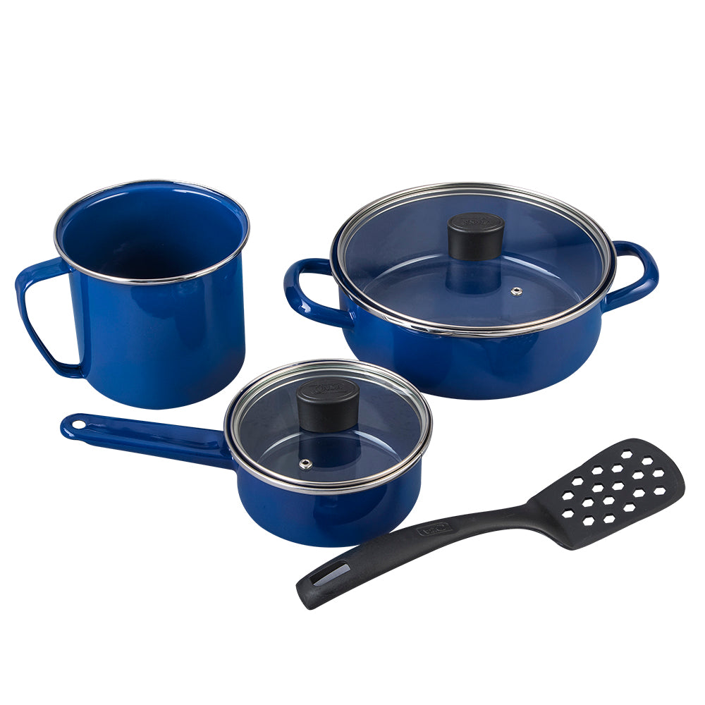 BATERIA PELTRE NOVACERO PRAKTICA AZUL CON COMAL 6 PIEZAS