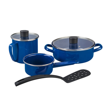 BATERIA PELTRE NOVACERO PRAKTICA AZUL CON COMAL 6 PIEZAS