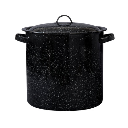 JUEGO DE OLLAS RECTAS ALTAS 22 Y 27 CON TAPA NEGRO BRILLANTE JASPEADO CINSA