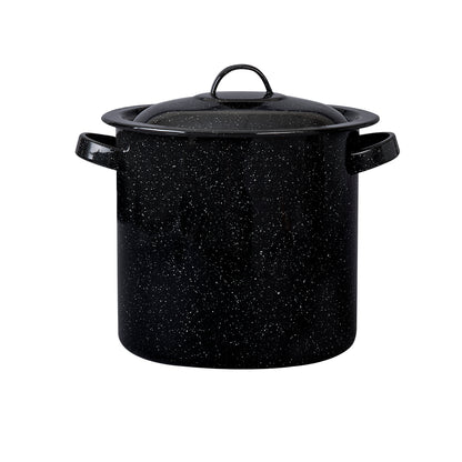 JUEGO DE OLLAS RECTAS ALTAS 22 Y 27 CON TAPA NEGRO BRILLANTE JASPEADO CINSA