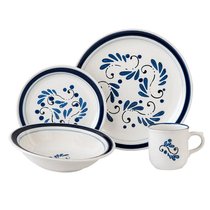 VAJILLA PORCELANA SANTA ANITA TALAVERA PUEBLA 16 PIEZAS