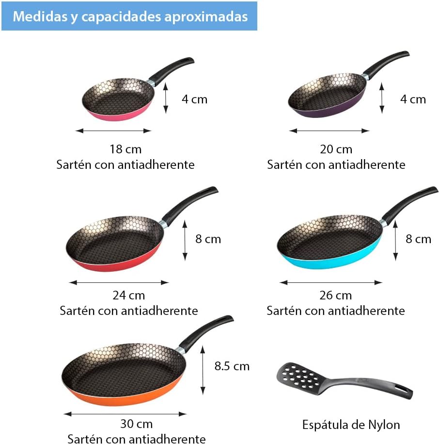 JUEGO DE SARTENES CINSA ALUMINIO FASHION COOK 5 PIEZAS