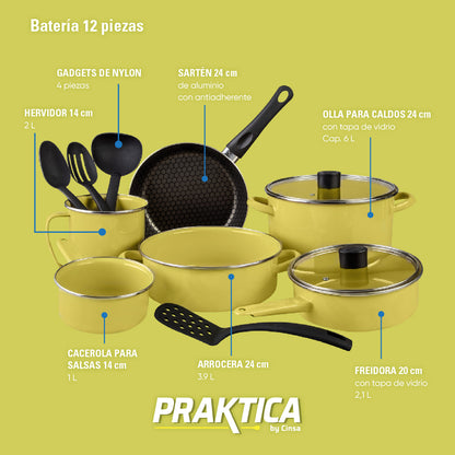 BATERIA PELTRE NOVACERO PRAKTICA 12 PIEZAS