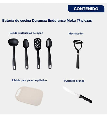 BATERIA CINSA DURAMAX MOKA ENDURANCE 16 PZ C/ANTIADHERENTE Y TAPA DE VIDRIOEC